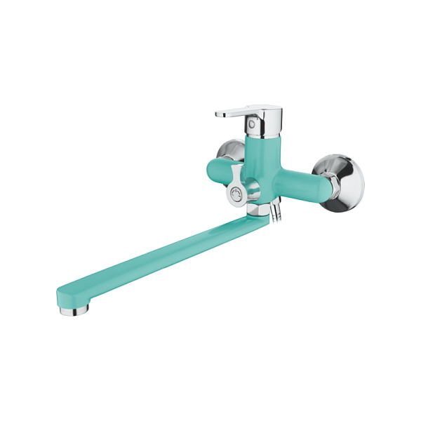 Смесители для ванны сдлинным изливом 300. Дивертор в корпусе. Синий