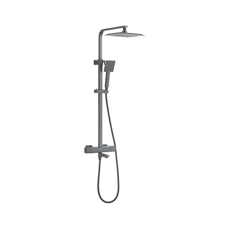Душевая система с термостатическим смесителем и троп. душем. Оружейная сталь. Латунь